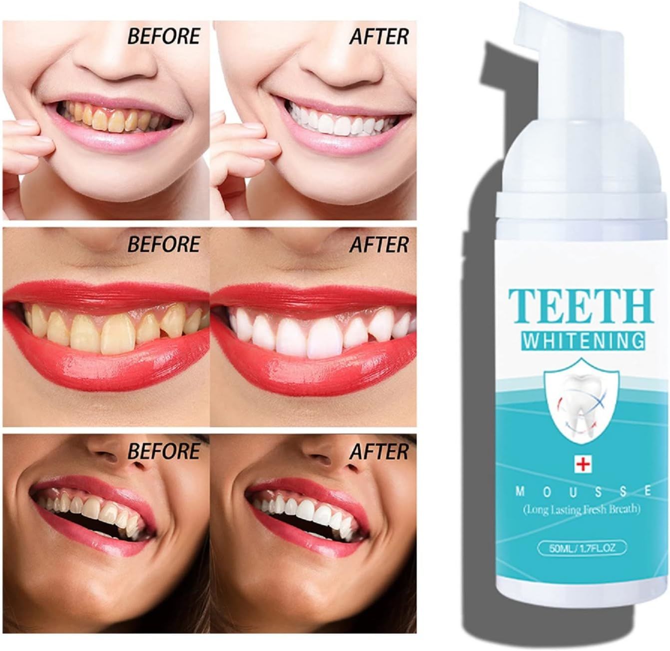 2 件裝牙齒美白慕斯泡沫清爽口氣深層清潔牙膏