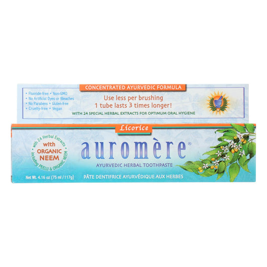Auromere 牙膏 - 甘草 - 1 盒 - 4.16 盎司。