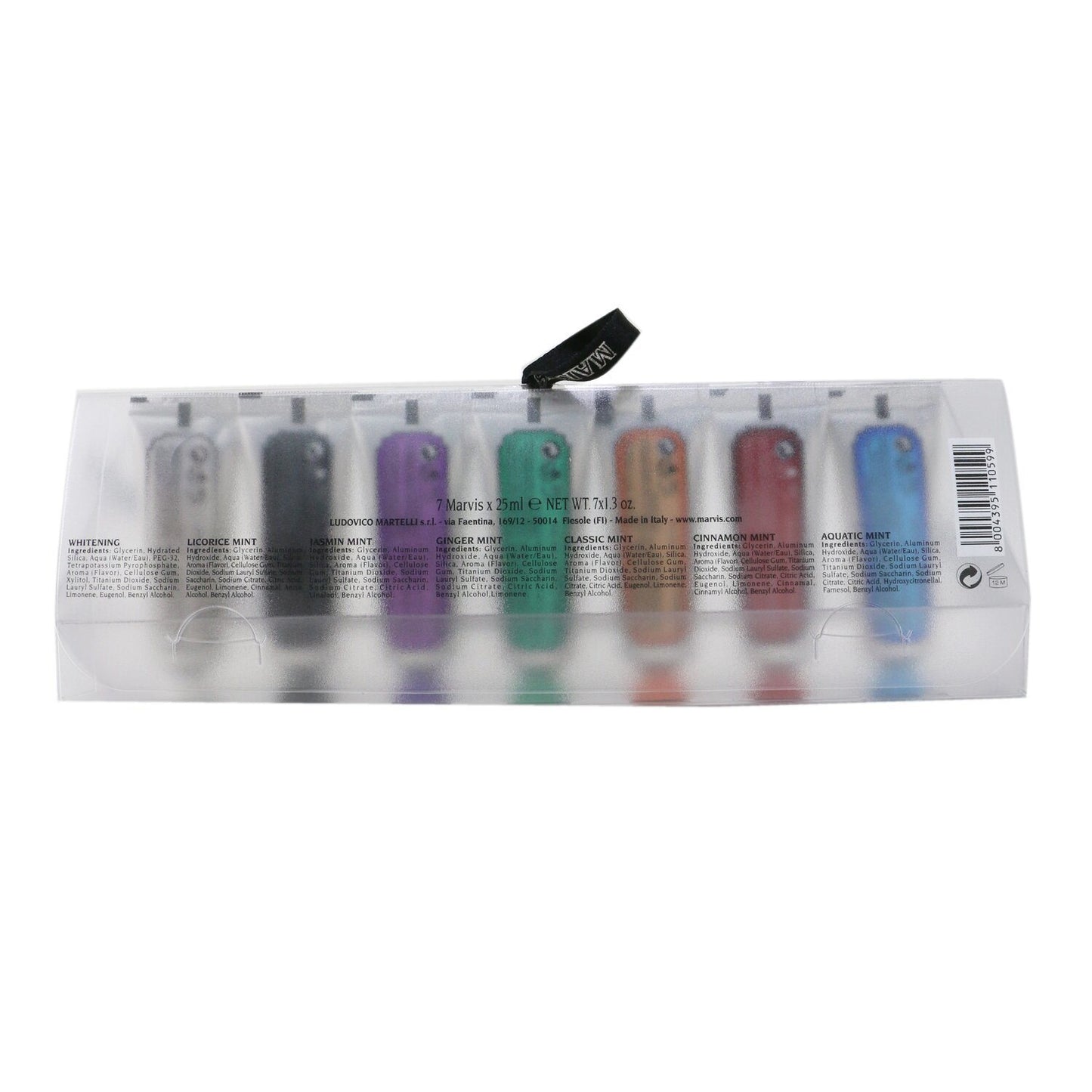 MARVIS - 馬維斯牙膏套裝 - 口味系列:7x 迷你牙膏 25 毫升(美白、甘草、茉莉、生薑、經典、肉桂... 7x25 毫升/1.3 盎司