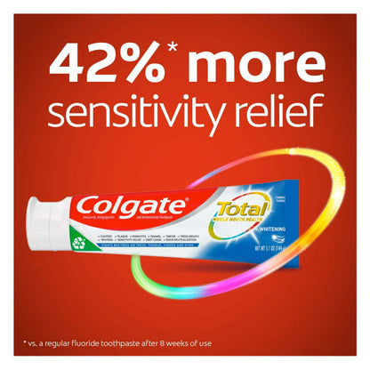 Colgate Total Teeth Whitening Toothpaste Gel;  Mint Toothpaste;  5.1 oz Tube;  2 Pack